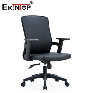 China Black Mid Back Leather Executive Office Chair With Cushioned Seat wholesale