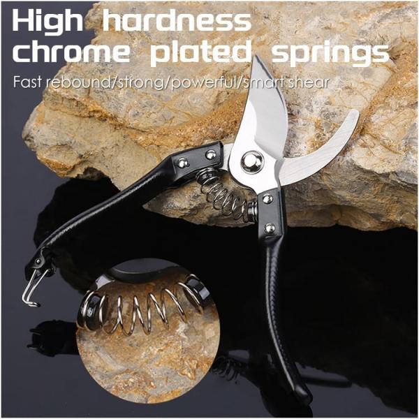 Black Handle Fruit Cutting Durable Professional Pruner Garden Scissors