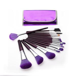 China Purple 16pcs Cosmetic Makeup Brush Set Eco Friendly Painting Wood wholesale