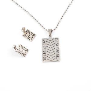 China South American Fashion Stainless Steel Earrings With Matched Pendant Necklace Set CQT24 wholesale