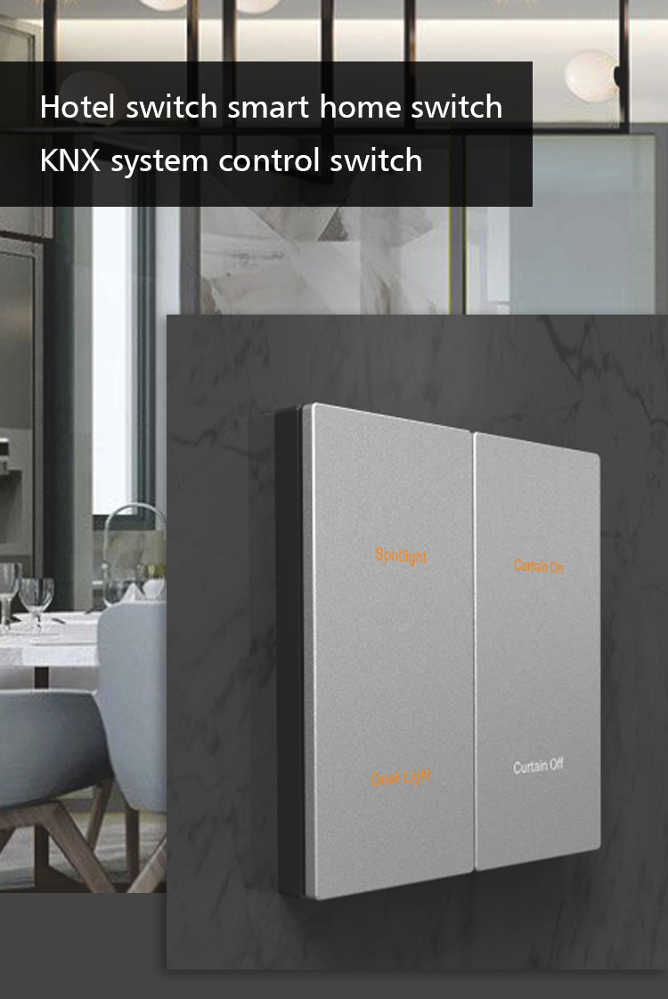 Stainless steel Knx Light Switch , Smart Home Switches Two Gang Metal Panel