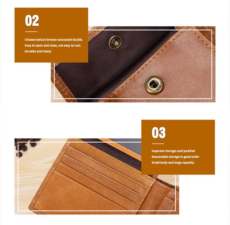 Men's RFID Leather Wallet with Smart Design and Other Pattern Type in Genuine Leather