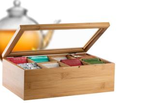 China Multifunction Bamboo Tea Storage Box 8 Adjustable Chest Compartments wholesale