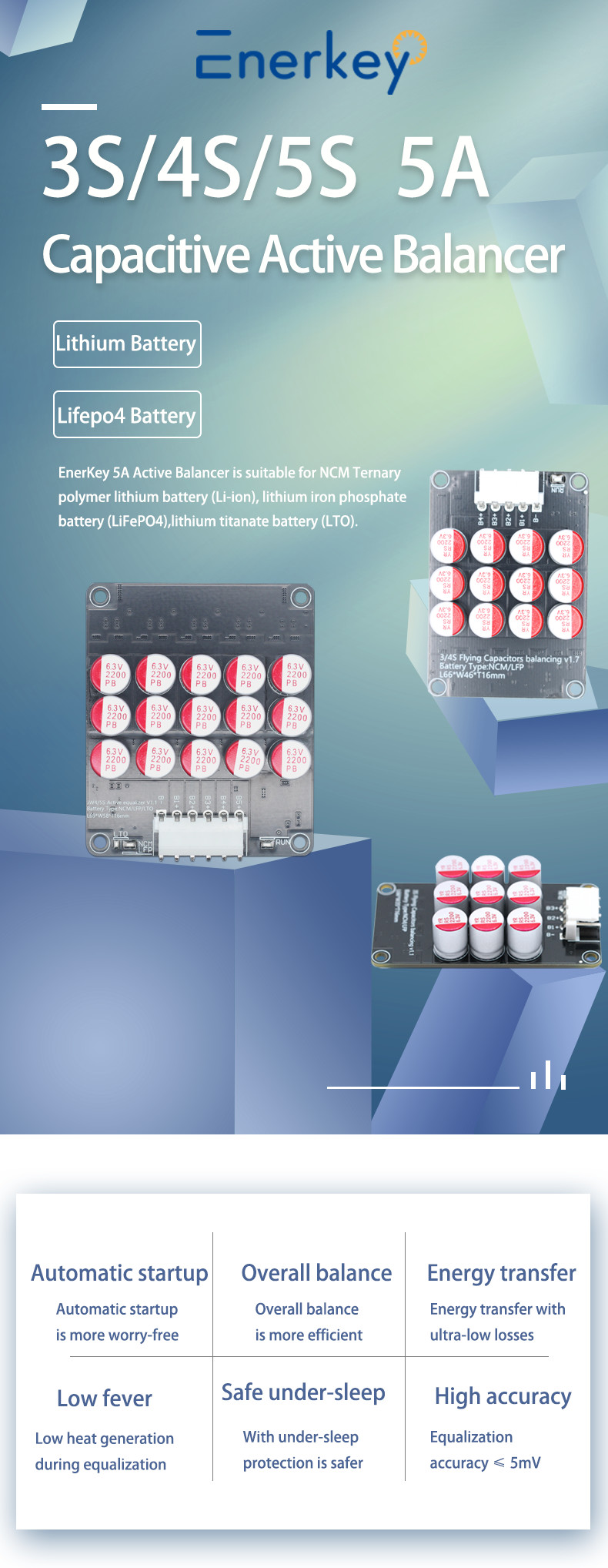 4S 5S Whole Group 5A Active Balancerr Lifepo4 Lithium Lipo Battery Energy Active Equalizer for Power tool