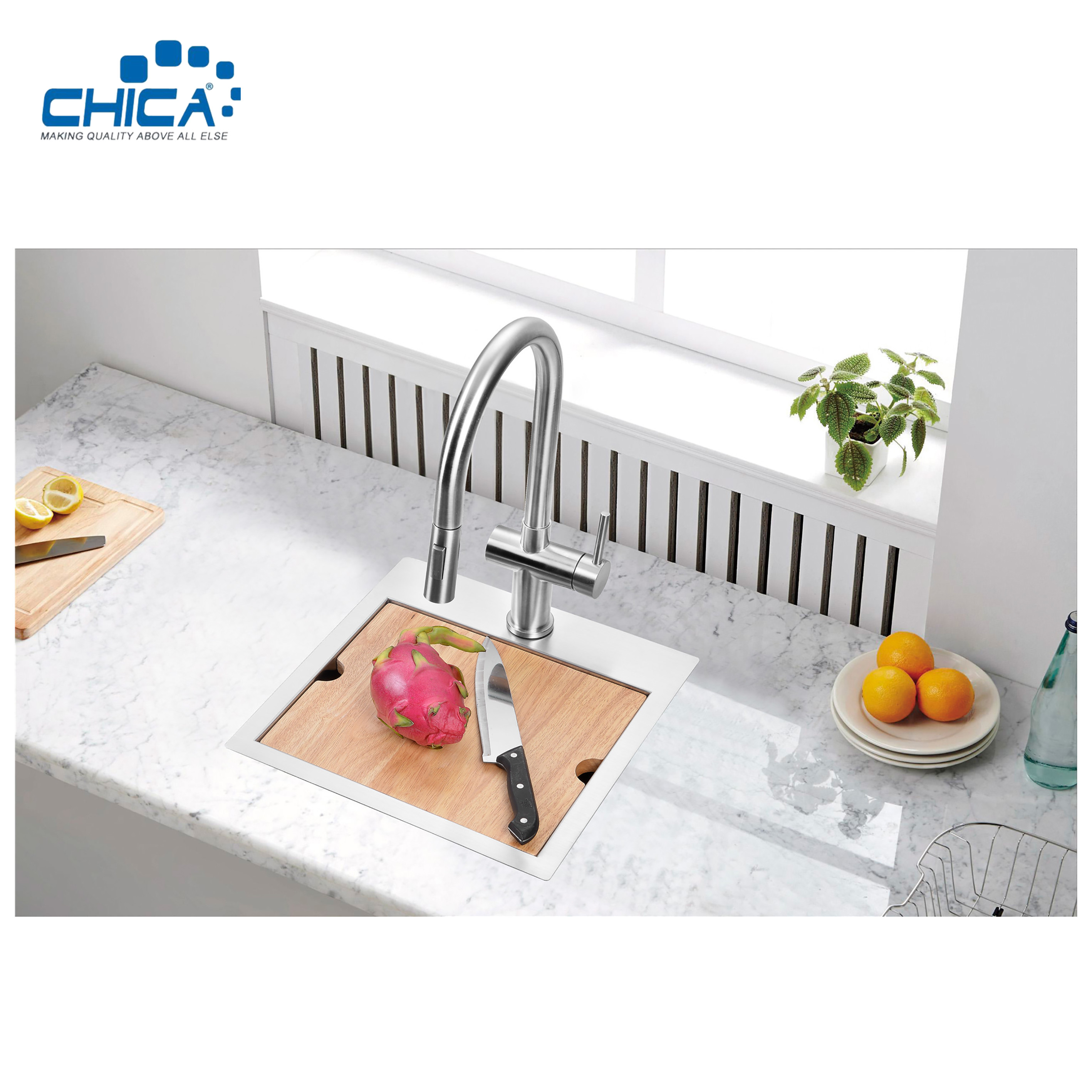 SUS304 stainless steel single bowl sink commercial topmount handmade house kitchen sink