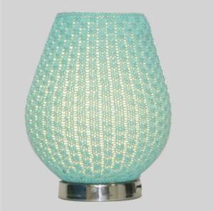 China Blue Green Woolen Tapered Woven Bedside Lamps With Metal Base wholesale