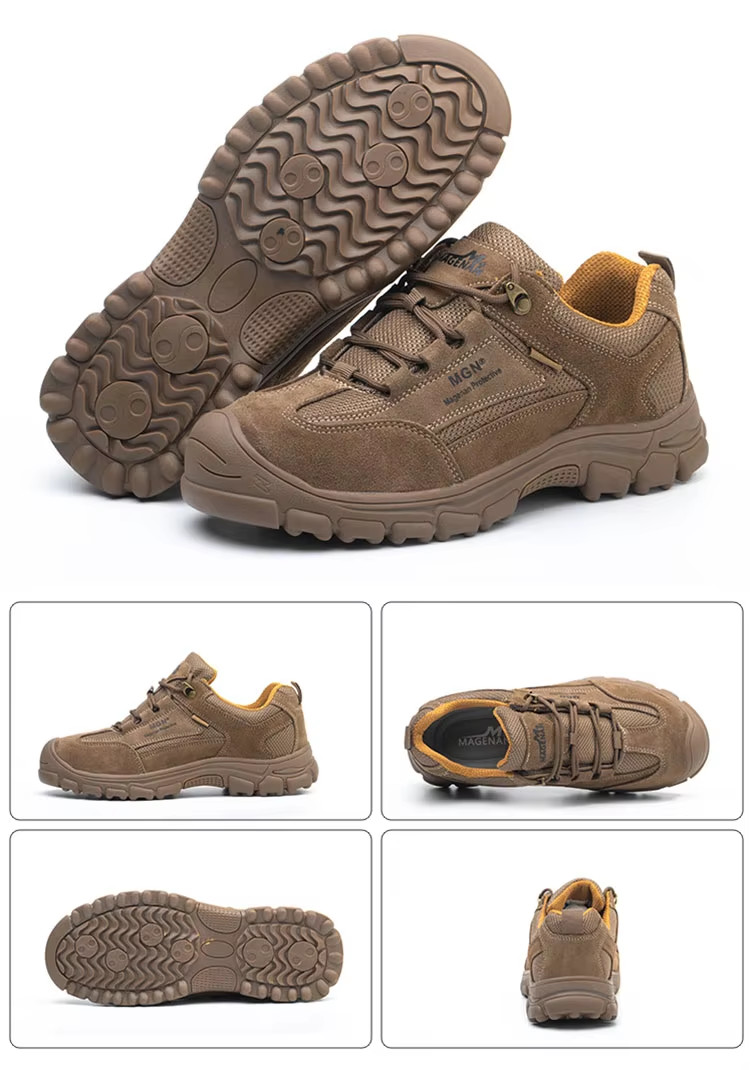 Steel Toe Comfortable Safety Shoes Mens Brown Work Boots With Kevlar Plate