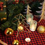 Christmas Tree Iron Tealight Candle Gold Candlesticks With Glass