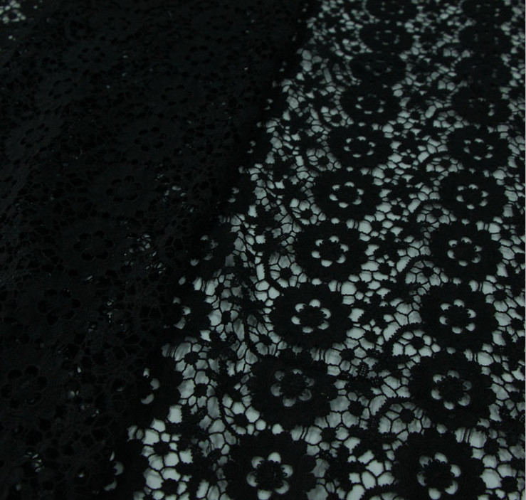 Black Geometrics Chemical Lace Embroidery Fashion fabric for Garment Accessories