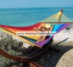 Patio Rainbow Caribbean Style Hammock , Soft Spun Polyester Caribbean Rope