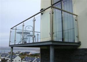 China 304 316 Stainless Steel And Glass Railing Systems , Tempered Glass Balcony Railing wholesale