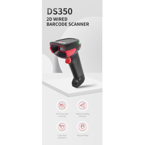 Handheld Wired 1D 2D QR Bar Code Reader Barcode Scanner for Receipt Cash Register Inventory Bank Cheque Management
