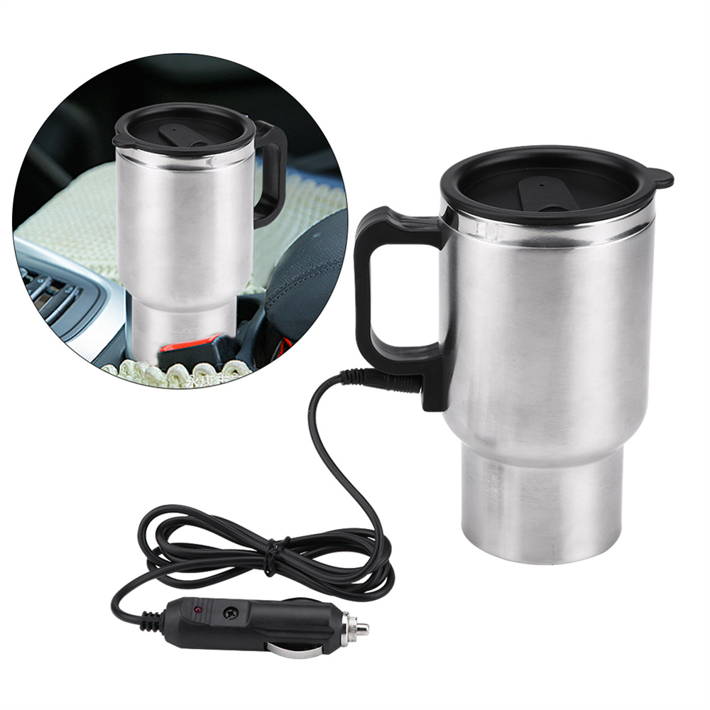 Car Heating Cup Travel Coffee Cup 12V Electric Heating Mug Stainless Steel Insulation Car Cup Charge Heat Mug