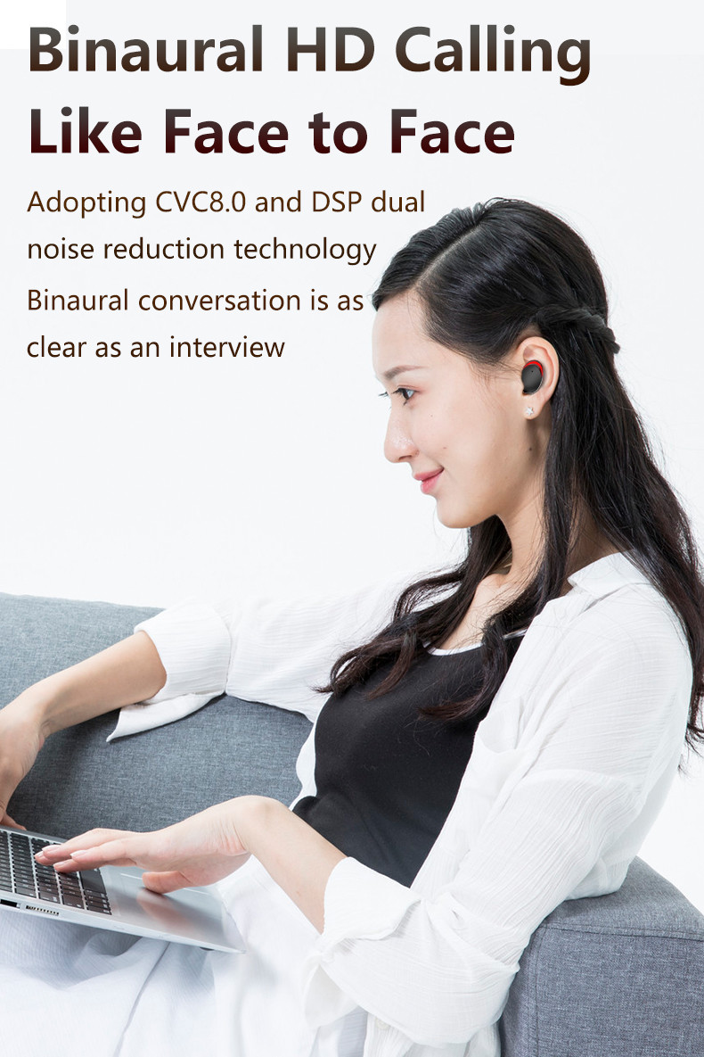 Bluetooth Earbuds Wireless Earphones With Mic HiFi 3D Stereo Sound Noise Canceling In-Ear