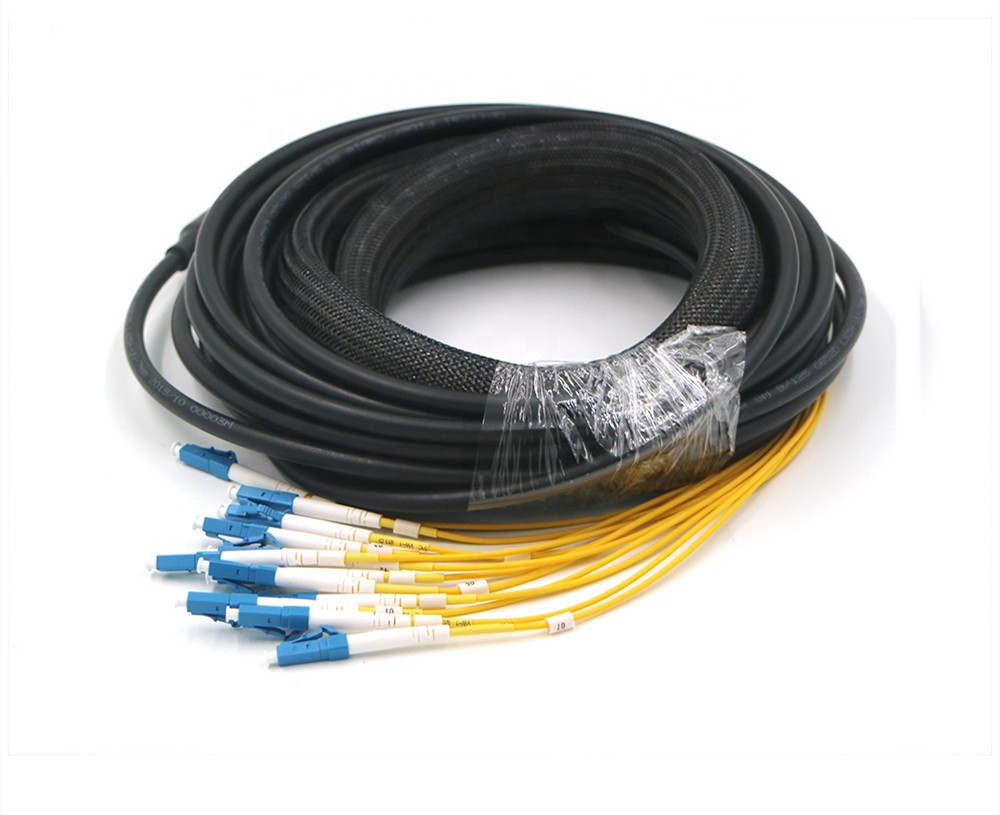 Outdoor Pre Terminated Multi Fiber Cables 12 Core LC/UPC To LC/UPC With Pulling Eyes