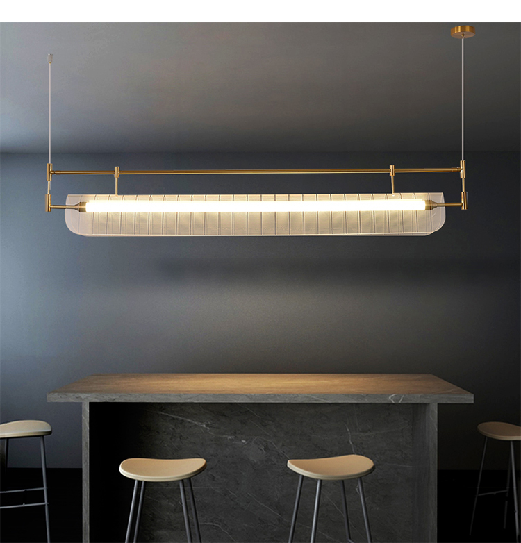 Modern Minimalist Chandelier Living Room Nordic Study Office gold rectangle chandelier(WH-MI-413)