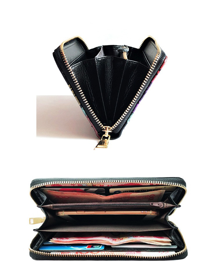 Designer Ladies Wallet in Long PU Leather with Custom Print and Fashionable Design