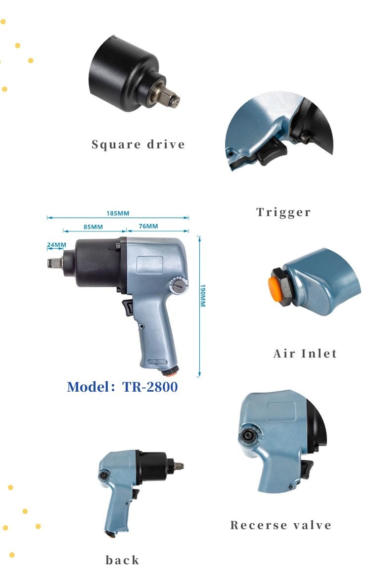Twin Hammer Air Impact Wrench Gun 78000rpm Adjustable Forward Reverse