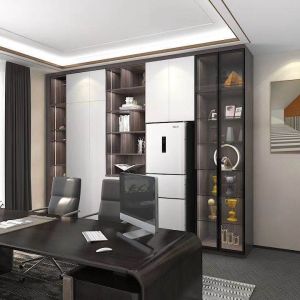 China Upright Wall Mounted Glass Showcase Display Cabinet Unit Plywood Hardwood wholesale