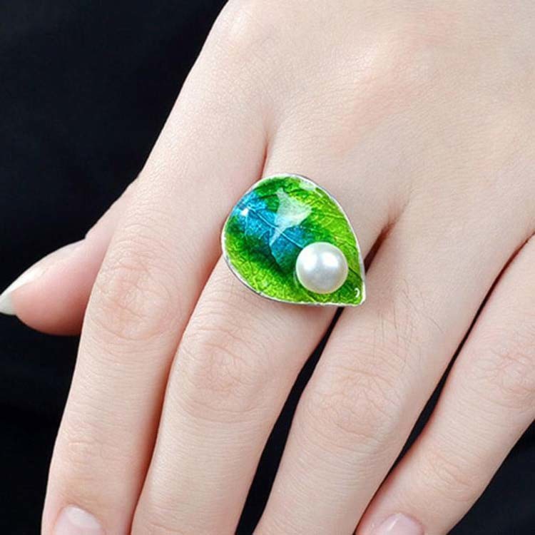 Fashion Women 925 Sterling Silver Colorful Enamel Ring with Pearl (R6050601)