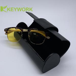 China Portable Black Thick PU Leather Metal Eyeglass Case Stylish Valuable Gifts Distinguished Bag wholesale