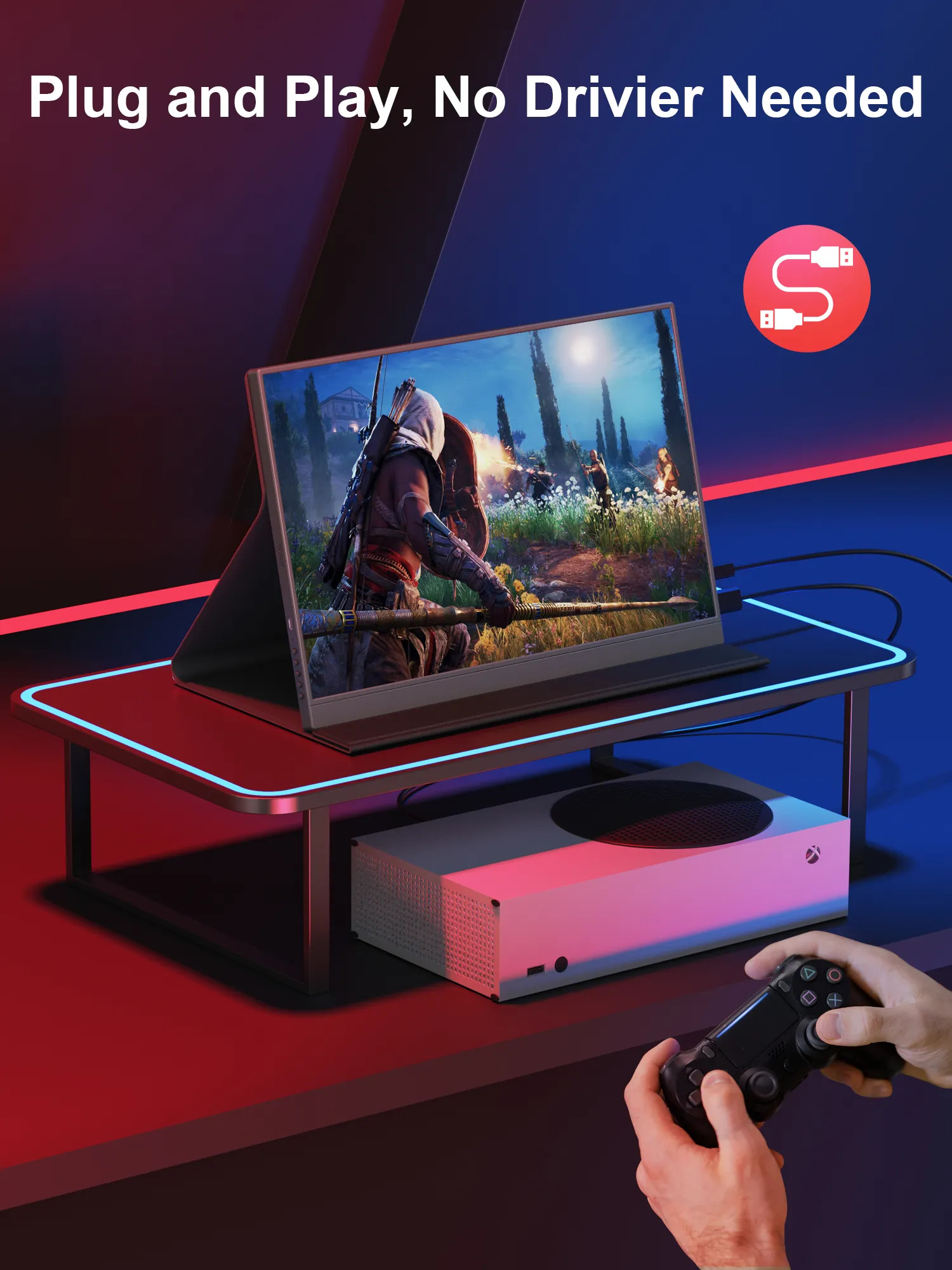 16 inch Built in Battery Portable Gaming Monitor Active Stylus Pen Type c HDR 2.5K For Ps5