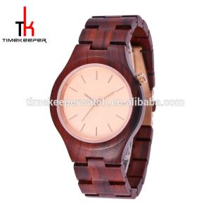 China Aliexpress hot selling quartz movement watch Made out of red sandal watch timekeeper wood watch for men wholesale