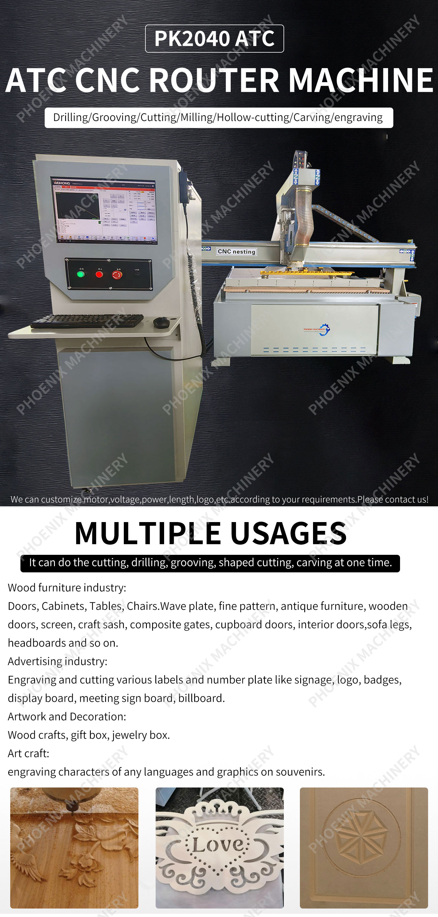 5080x3000x2400mm ATC CNC Router with Heavy Duty Liner Motor Drive and High Voltage