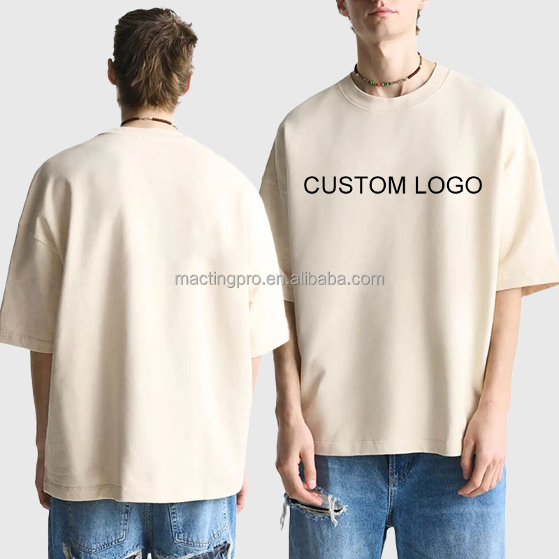 Custom Puff Printed Logo T-shirt in 250 Gsm Heavy Weight Cotton for Unisex Streetwear