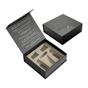 China OEM Black UV Coating Hot Stamping Cosmetic Gift Boxes With Insert wholesale