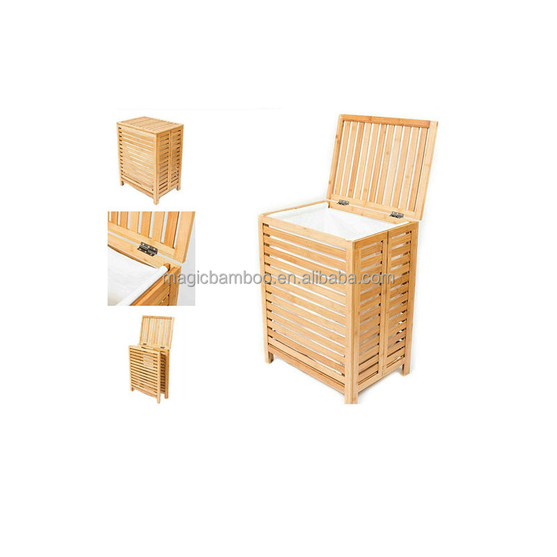 Foldable Bamboo Bathroom Rattan Storage Laundry Hamper Clothes Basket