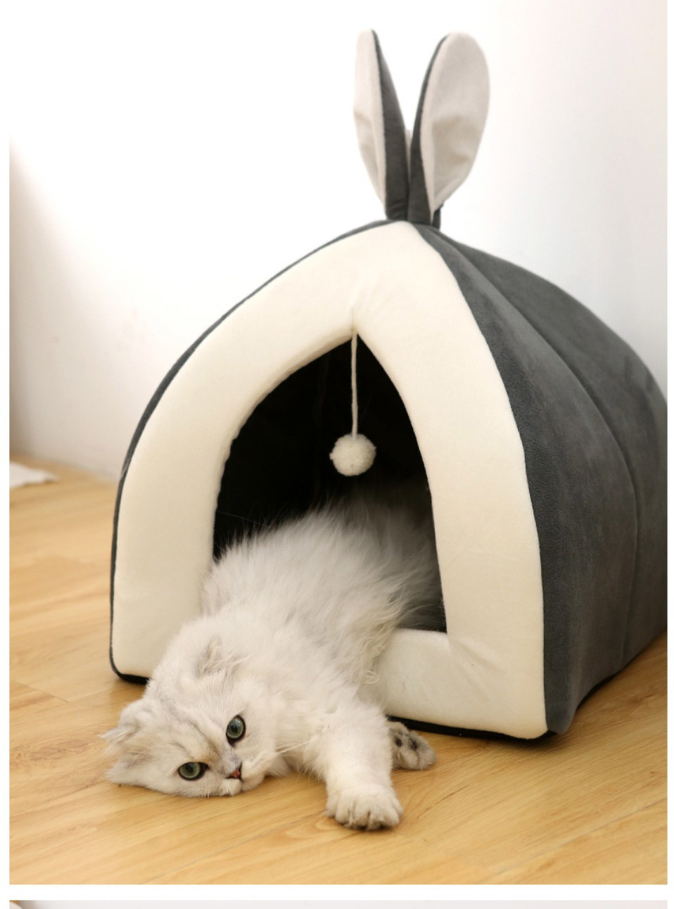 Warm Small Pet Cat Bed / Kitten House Collapsible Cave Bed For Winter