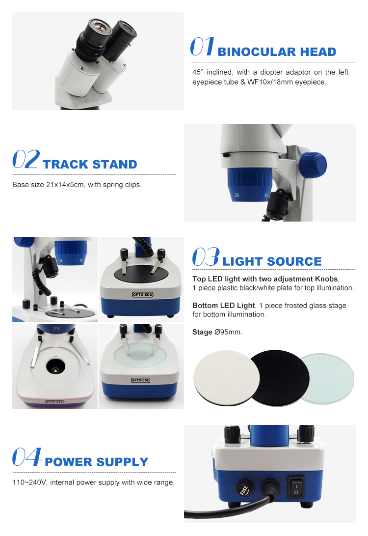 Tilting Binocular Head , Track Stand Stereo Optical Microscope A22.1308
