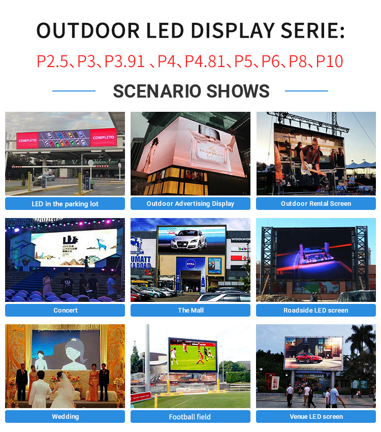 Custom Outdoor Fixed LED Display Panel P6 P8 P10 with SDK Function