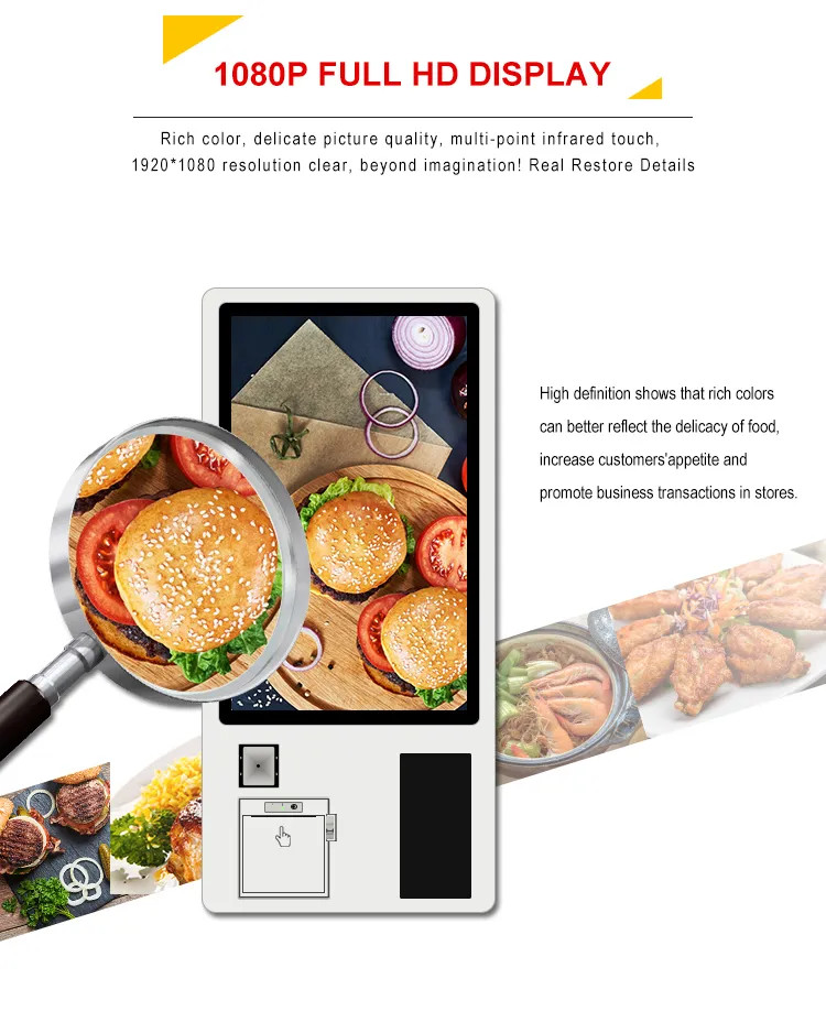 Hot Sale 27 inch Smart Food Self Service Order Kiosk For Order Self Service Terminal