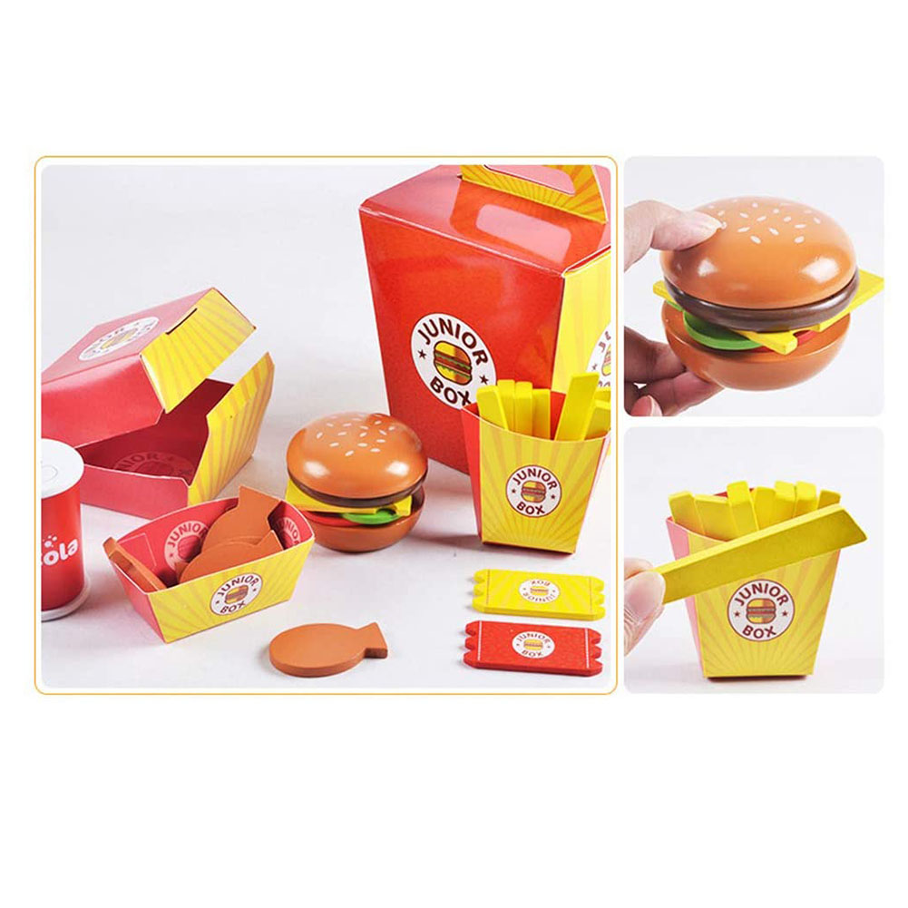 Simulation Fast Food Set Hamburger Fries Toy for Kids Unisex Plastic Birthday Present