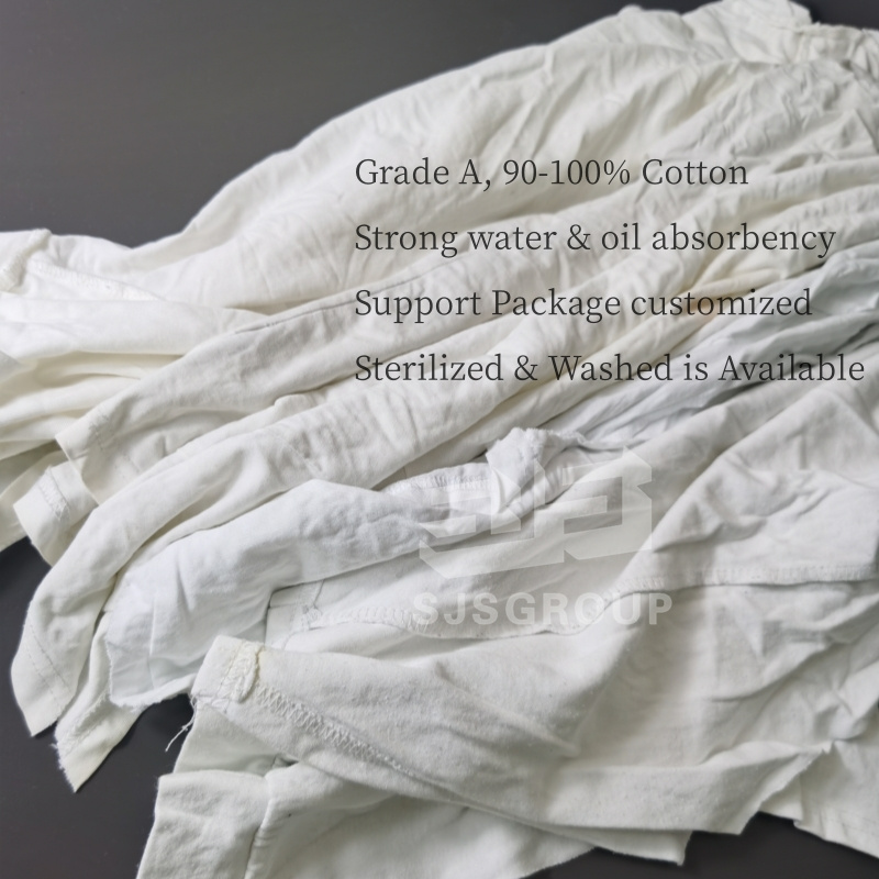 Factory Direct Sale Industrial Wiping White Cotton T-Shirt 20 KG Rags