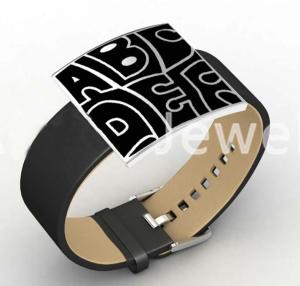 China Top Quality Europe Fashion Stainless Steel Genuine Leather Silicone Bangle Bracelet ADB247 wholesale