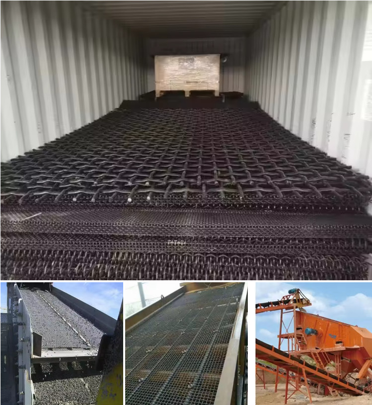 High Tensile 65mn 45# Manganese Steel Iron Wire Woven Quarry Rock Square Hole Crimped Wire Mining Screen Mesh