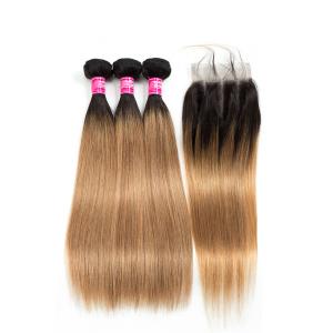 China Natural Cambodian Hair Weft Silky Straight 1B / 30# Color With Bundles wholesale