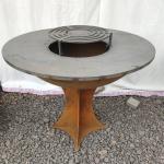 Outdoor Detachable Base Wood And Charcoal Corten Steel Fire Pit And Grill