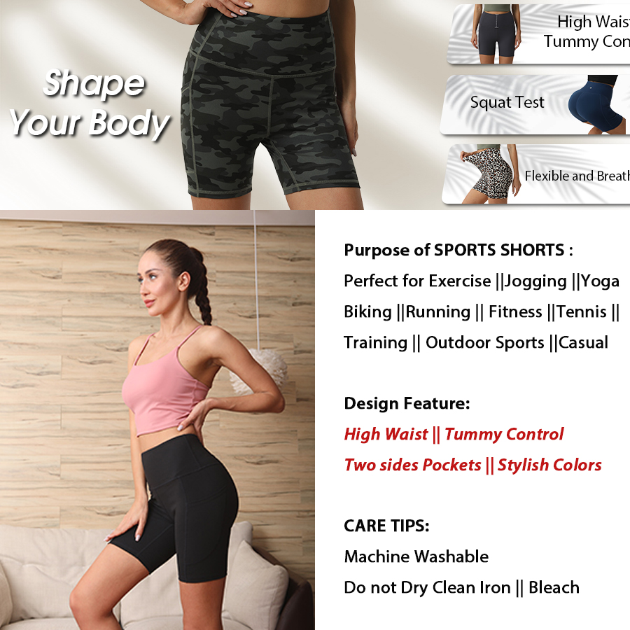 Women'S High Waist Biker Shorts For Yoga And Sports Wear