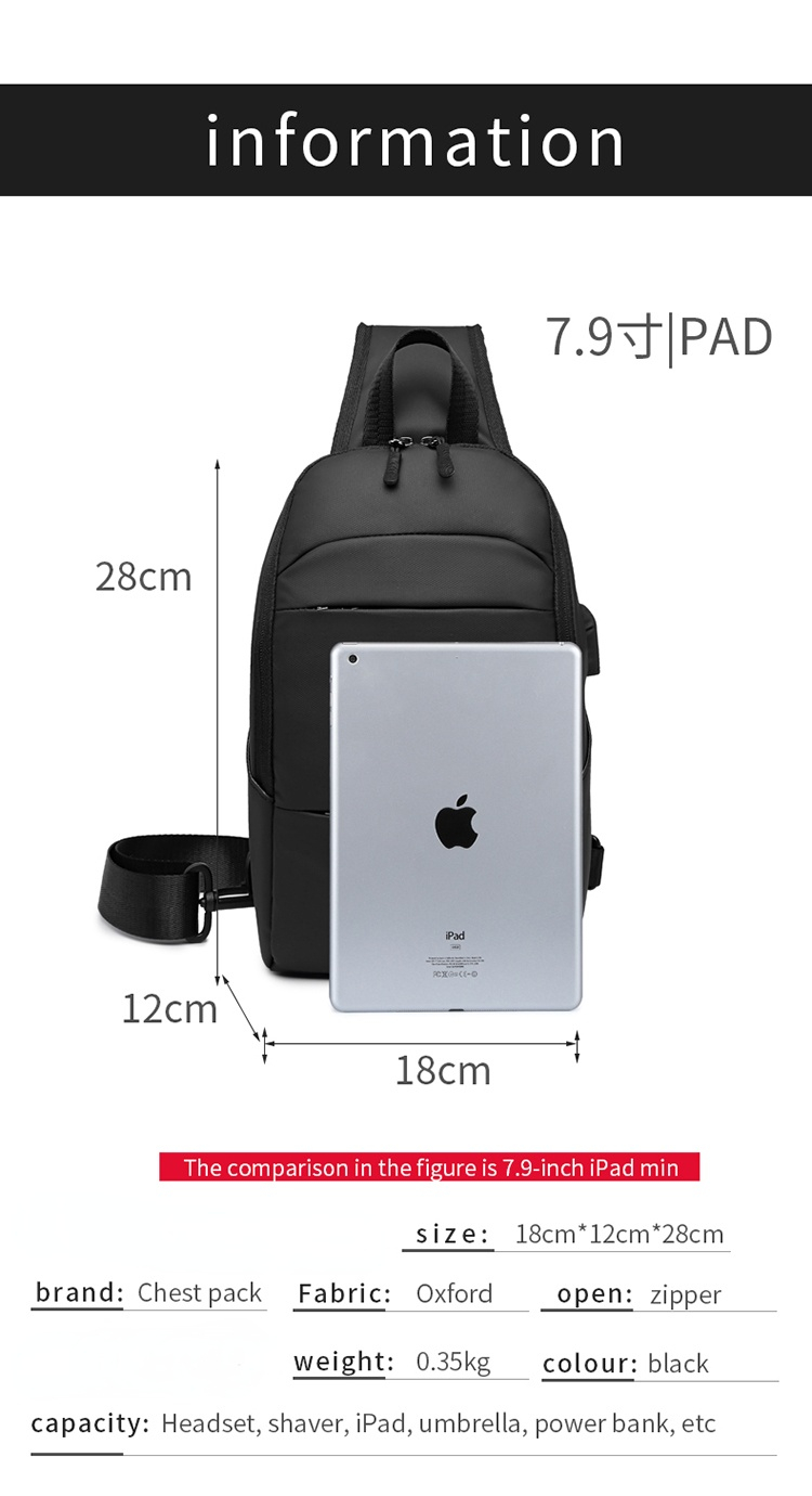 ISO9001 Anti Theft Men Shoulder Bags With USB Charging