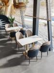 Luxury Restaurant Booth Seating Combination Leather Metal Marble Table