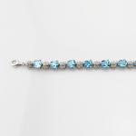 Sterling Silver Created Blue Topaz Clear CZ Diamonds Tennis Bracelet(B02BLUE)