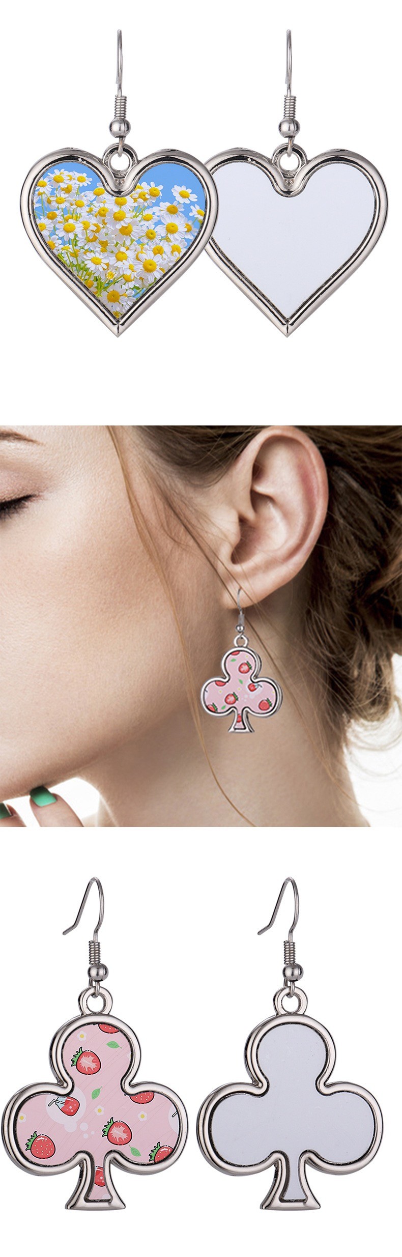 Blank Metal Sublimation Earrings With Metal Insert Custom Sublimation Eardrop For Heat Transfer Printing