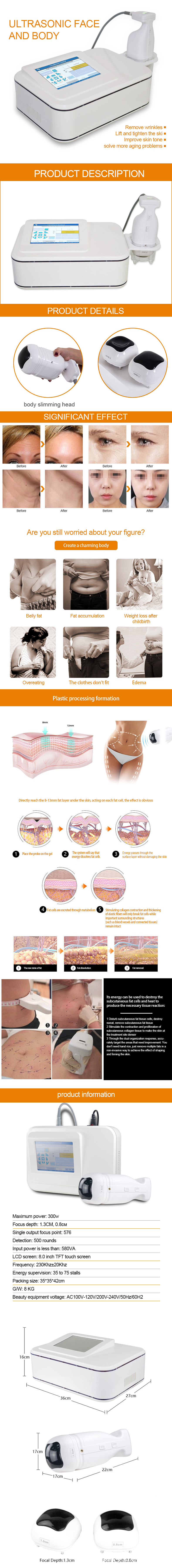 Salon Use Body Hifu Fat Removal equipment , Skin Tightening Machine With 2 Cartridges