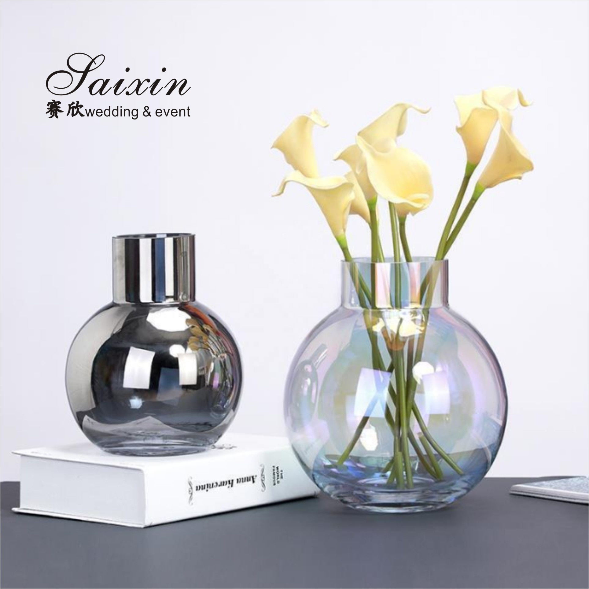 Small Crystal Flower Vase Clear For Flowers Wedding Centerpieces 90CM
