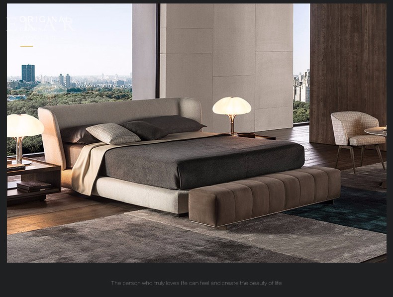 Bed Design Furniture Wooden Fabric 1.8M Bed ZZ-BD001