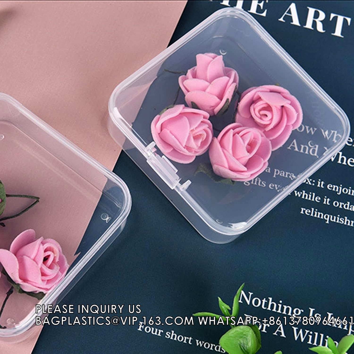 Mixed Sizes Rectangular Empty Mini Clear Plastic Organizer Storage Box Containers With Hinged Lids For Small Items